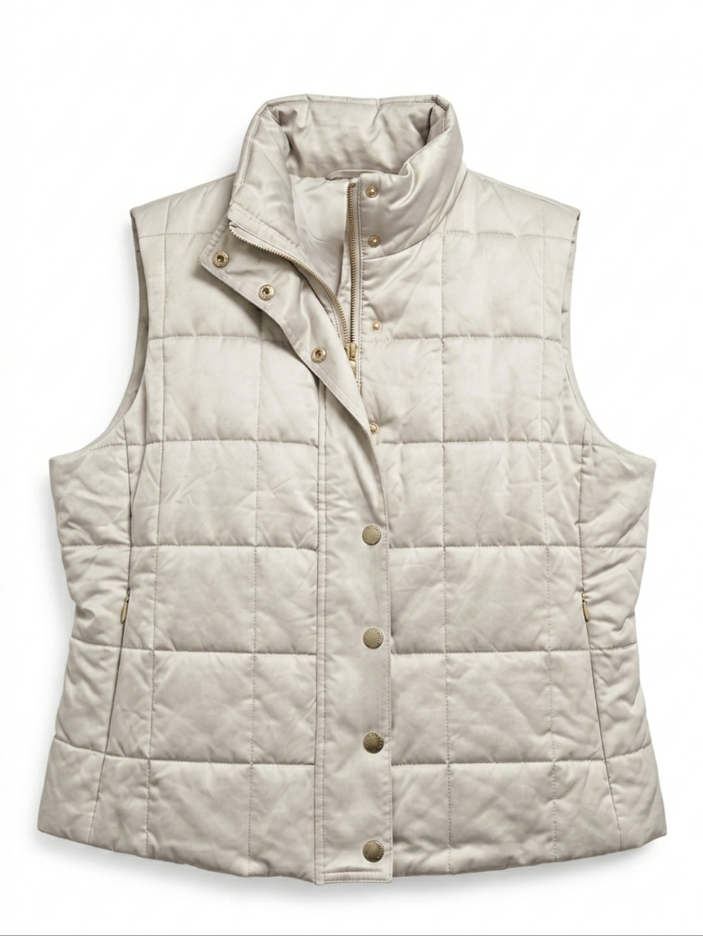 PLUS - LAUREN Ralph Lauren Champagne Grid Quilted Puffer Vest
